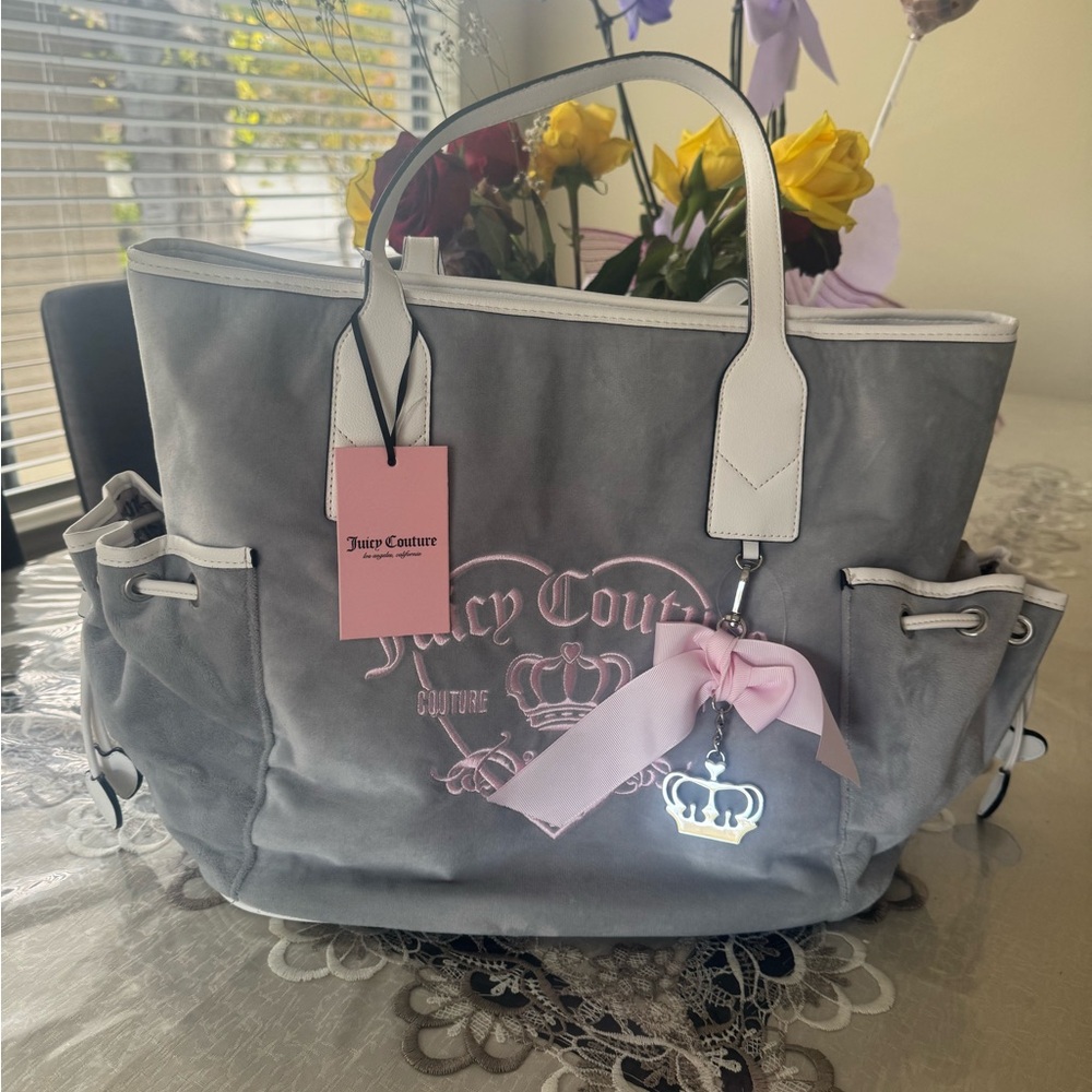 Juicy Couture Gray and Pink Tote Bag